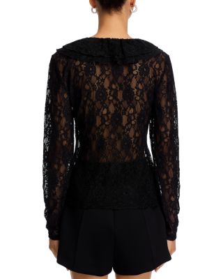 Elvie Ruffle Front Lace Top