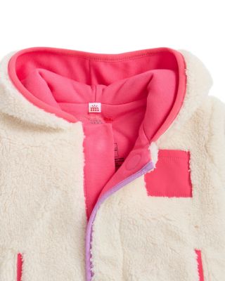 Girls' Faux Sherpa Jacket With Stripe Rib - Baby, Little Kid