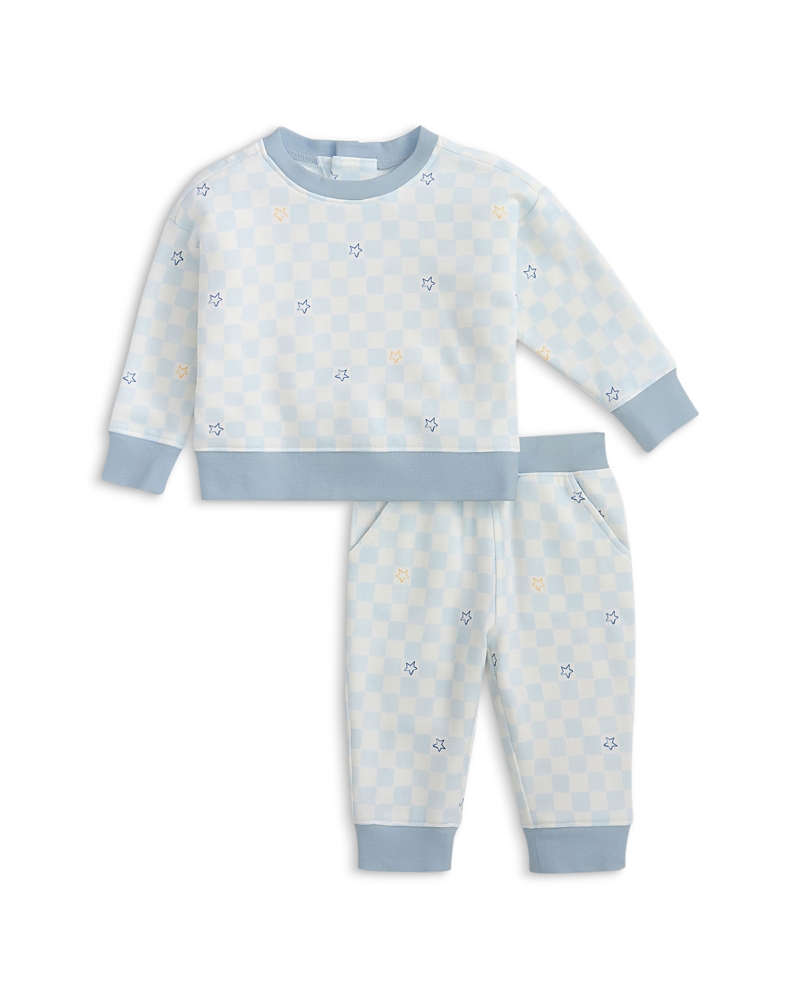 Magnetic Me Boys' Checkerboard Brushed Fleece Sweatshirt & Pants Set - Baby, Little Kid In Blue