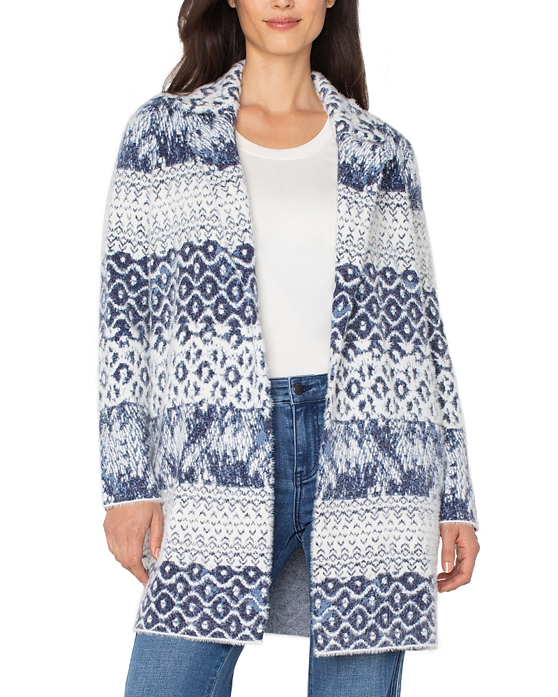 Liverpool Los Angeles Longline Open Front Jacquard Cardigan In Multi