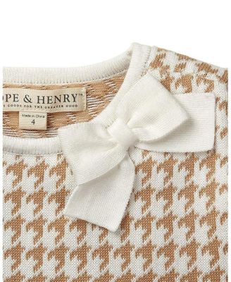 Girls' Organic Long Sleeve Bow Detail Intarsia Sweater Dress - Little Kid, Big Kid