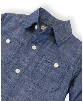 Boys&#39; Organic Long Sleeve Chambray Button Down Shirt - Baby, Little Kid, Big Kid