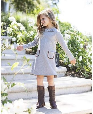  Girls&#39; Long Sleeve Quilted Ponte Riding Dress - Little Kid, Big Kid