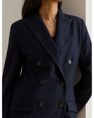 Double Breasted Pinstripe Twill Blazer