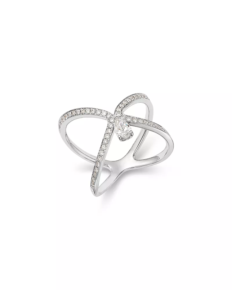 Bloomingdale's Fine Collection Diamond Pear & Brilliant Cut Openwork Ring in 14K White Gold, 0.55 tcw