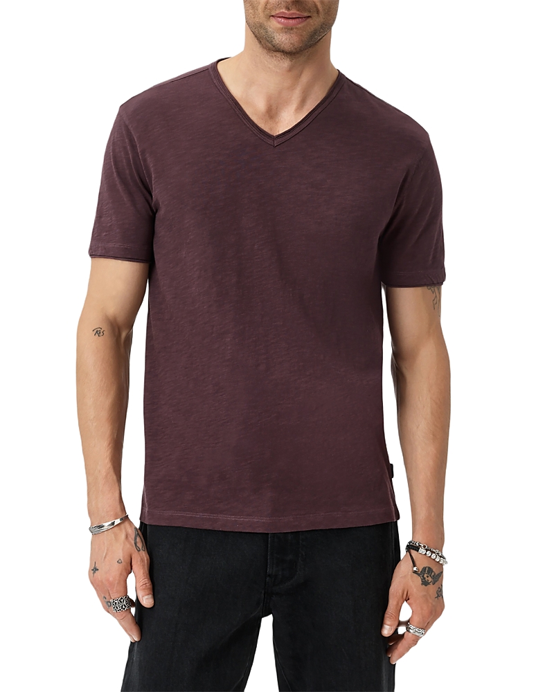 John Varvatos Miles Slub Organic Cotton T-shirt In Burgundy