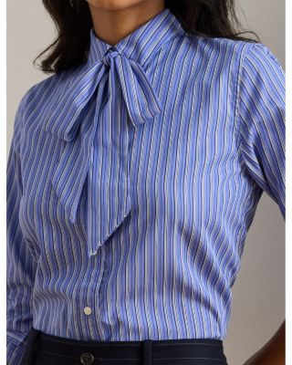 Classic Fit Striped Tie Neck Shirt