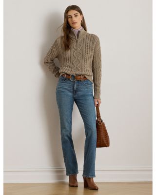 Aran-Knit Cotton Quarter-Zip Pullover