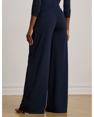 Pleated Stretch Jersey Wide-Leg Pant