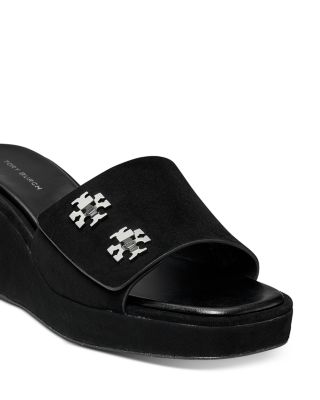 Women's T Lock Suede Wedge Sandals 