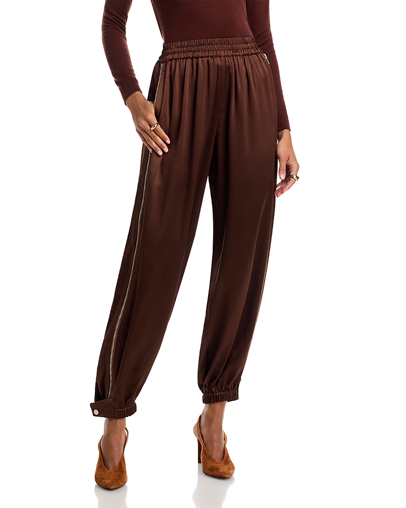 Co Articulated Vented Silk Pants In Brown