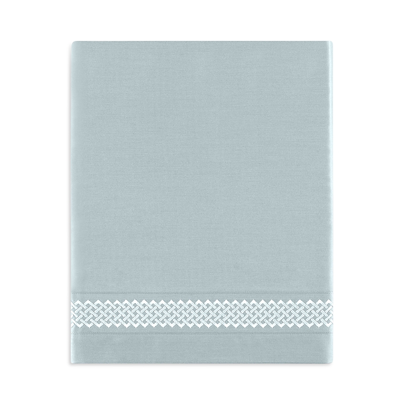 Amalia Home Collection Luiz Embroidered Sateen Flat Sheet, King In Blue