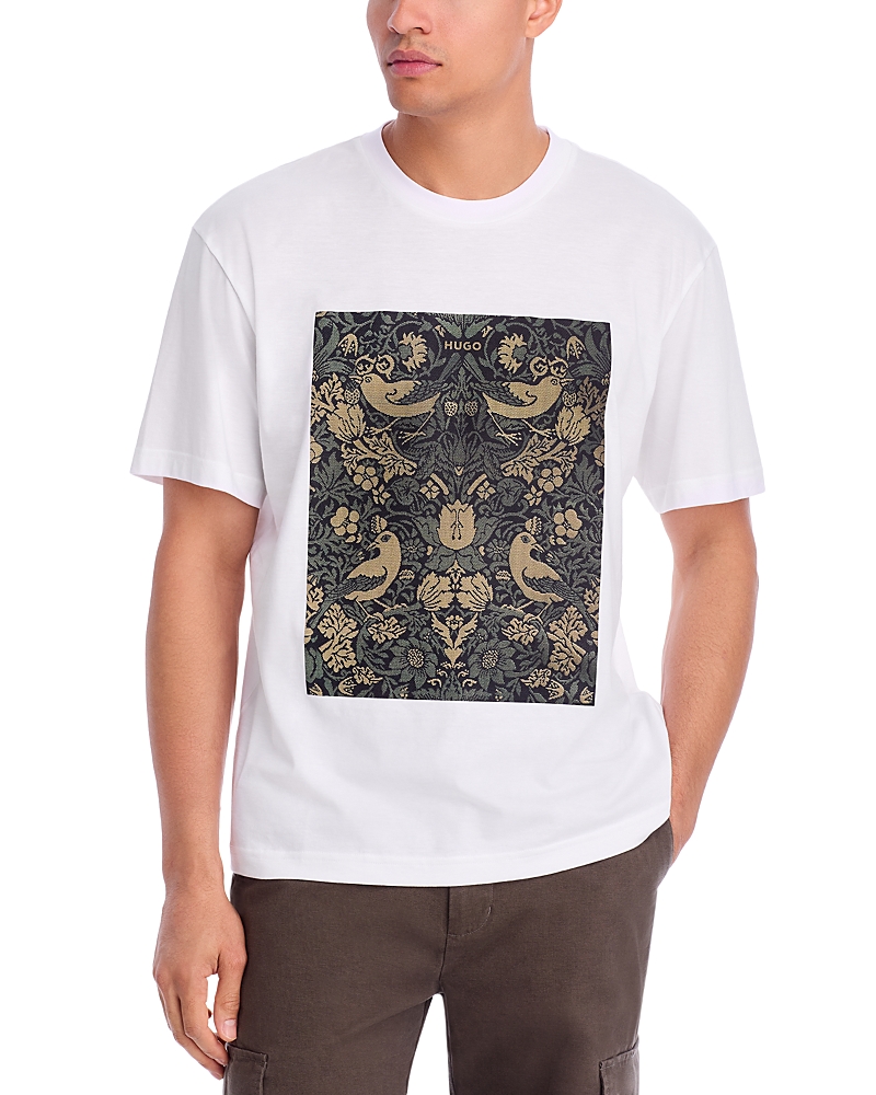 Hugo Boss Mens White Graphic-print Short-sleeve Cotton T-shirt Xs In White