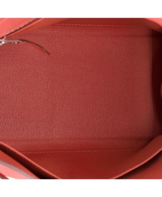 Kelly 28 Handbag Red Clemence with Palladium Hardware