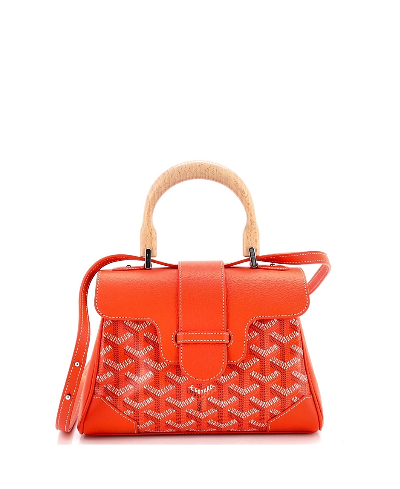 Pre-owned Pre-owned Goyard Goyard Mini Saigon Top Handle Bag Coated Canvas With Leather In Orange