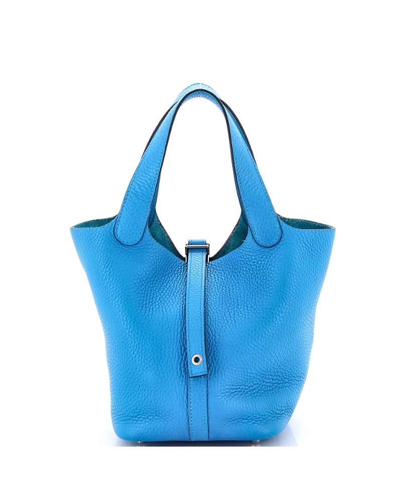 Pre-owned Pre-owned Hermes Hermes Pm Picotin Lock Bag Clemence In Blue