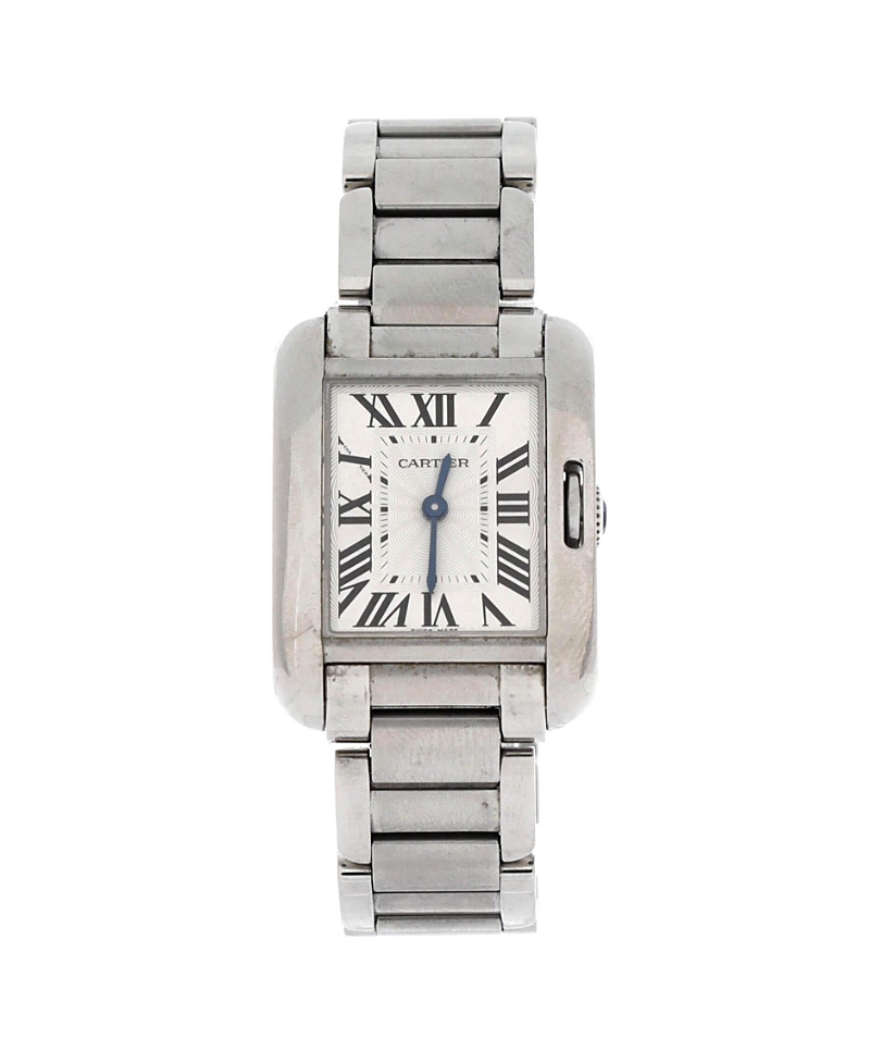 Pre-owned Pre-owned Cartier Cartier Tank Anglaise Quartz Watch In Stainless Steel 23mm In Brown