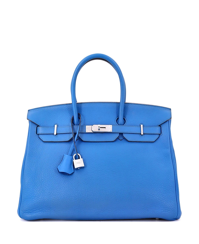 Pre-owned Pre-owned Hermes Hermes Birkin 35 Handbag Blue Clemence With Palladium Hardware