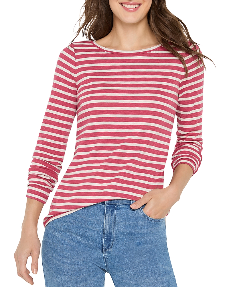 Nzt By Nic+zoe Long Sleeve Stripe Boat Tee In Multi