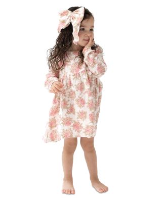Girls' Bouquets Ruffled Long Sleeved Dress & Ribbed Leggings - Baby