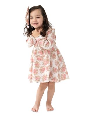 Girls' Bouquets Ruffled Long Sleeved Dress & Ribbed Leggings - Baby