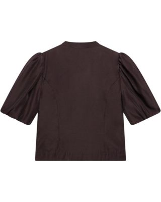  Women's Puff Sleeve Top with Flower Detail