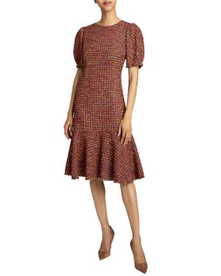 Dasia Sheath Tweed Dress with Puff Sleeves