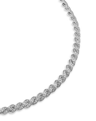 Luxe Collection Diamond Micro-Pav&eacute; Channel Tennis Necklace in 14K White Gold, 5.0 tcw