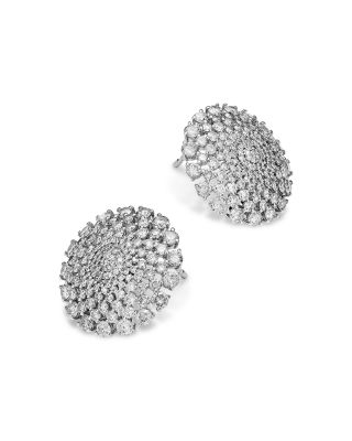 Diamond Gradient Cluster Circle  Stud Earrings in 14K White Gold, 3.0 tcw