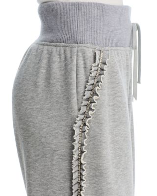 Ruffled Rhinestone Trim Pants