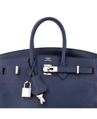 Birkin 25 Handbag Blue Swift with Palladium Hardware