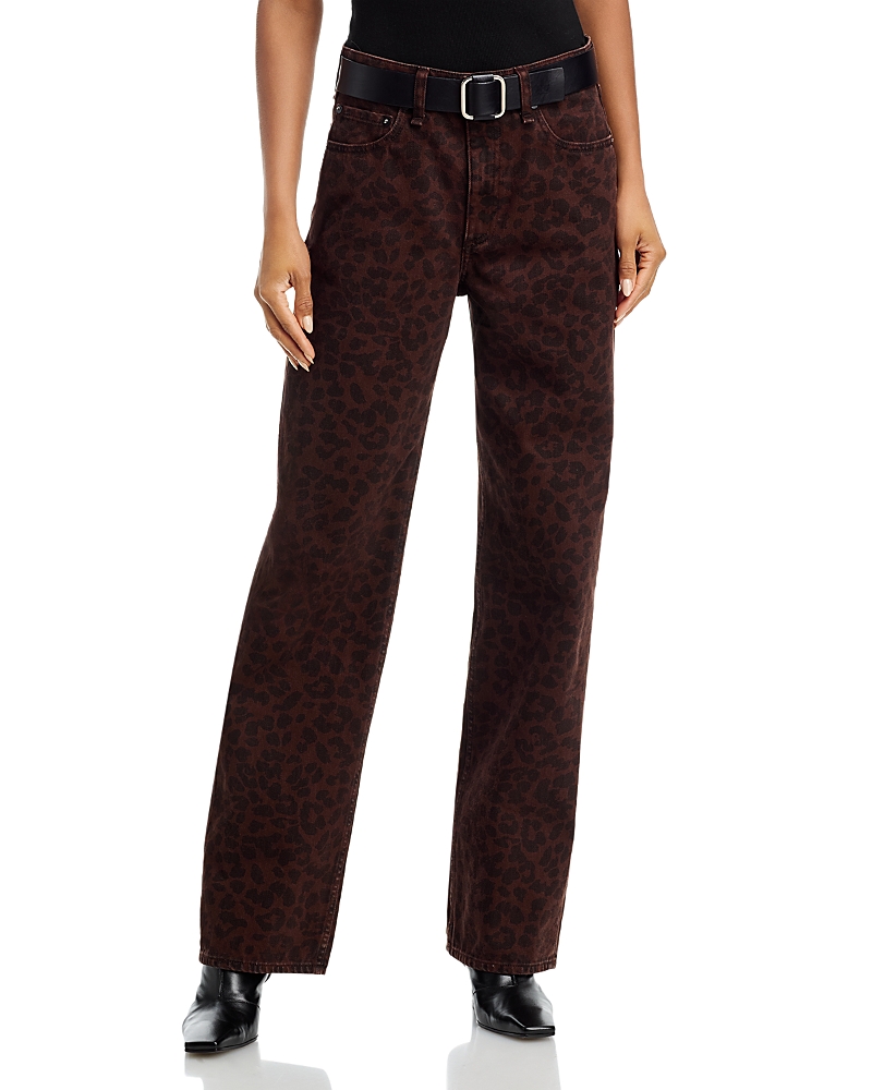 Rag & Bone Shea High Rise Straight Leg Jeans In Leopard In Brown