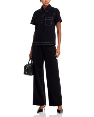 Irina Contrast Stitch Polo Top 