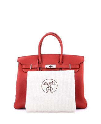 Birkin 35 Handbag Red Togo with Palladium Hardware