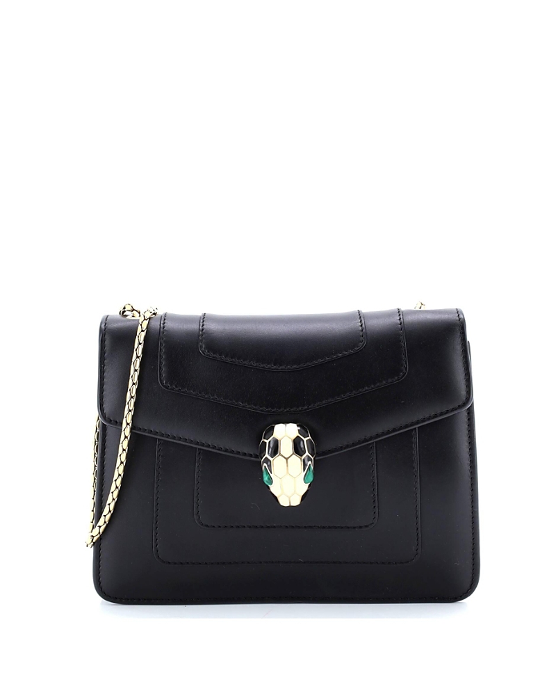 Pre-owned Pre-owned Bvlgari Bvlgari Small Serpenti Forever Square Shoulder Bag Leather In Black