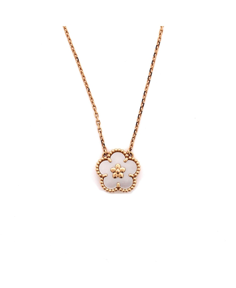Pre-owned Pre-owned Van Cleef & Arpels Van Cleef & Arpels Lucky Spring Plum Blossom Pendant Necklace 18k Rose Gold And Mother Of