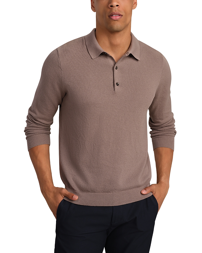 Rhone Regular Fit Long Sleeve Sweater Polo In Brown