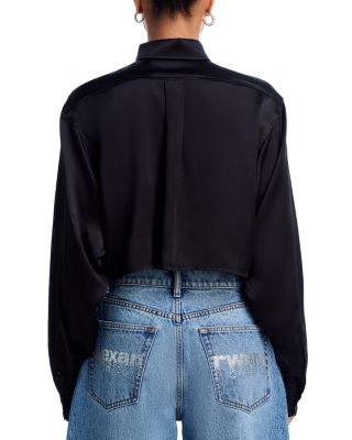 Silk Cropped Boyfriend Shirt