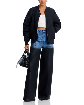 Surge High Rise Wide Leg Jeans With Partial Coating in Vintage Marbled Blue