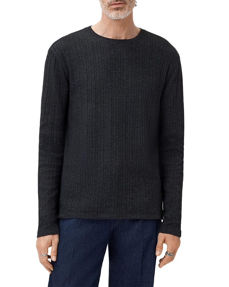 John Varvatos Fern Feeder Rib Long Sleeve Tee In Black