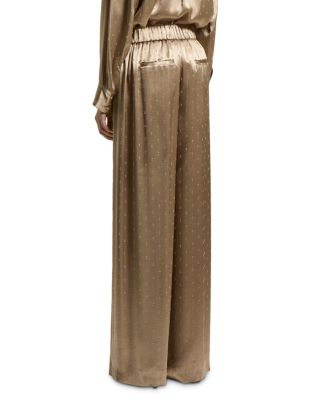 Satin Eyelet Wide Leg Pants