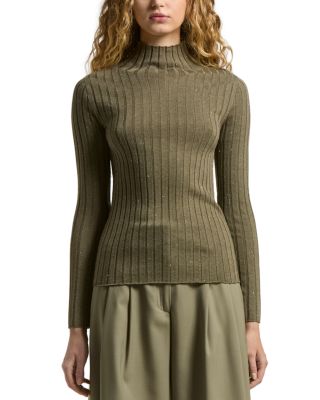 Mock Neck Rib Knitted Sweater
