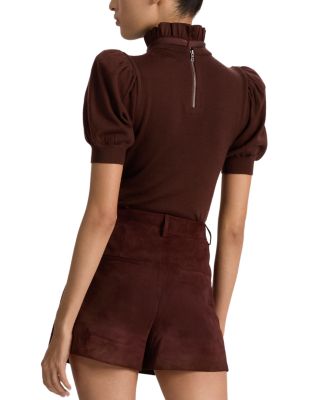 Chase Puff Sleeve Ruffle Neck Sweater