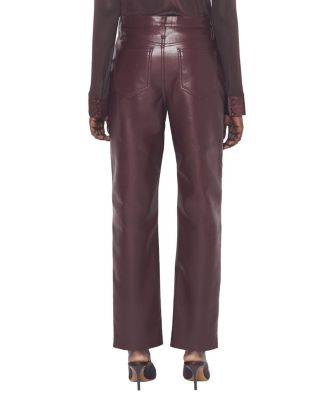 Cindy Recycled Leather Slim Jeans in Port Wine