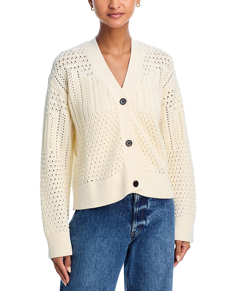 Rails Geneva Cardigan Ivory Patchwork Pointelle In Neutral