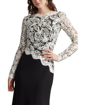 Randall Embroidered Crepe Gown