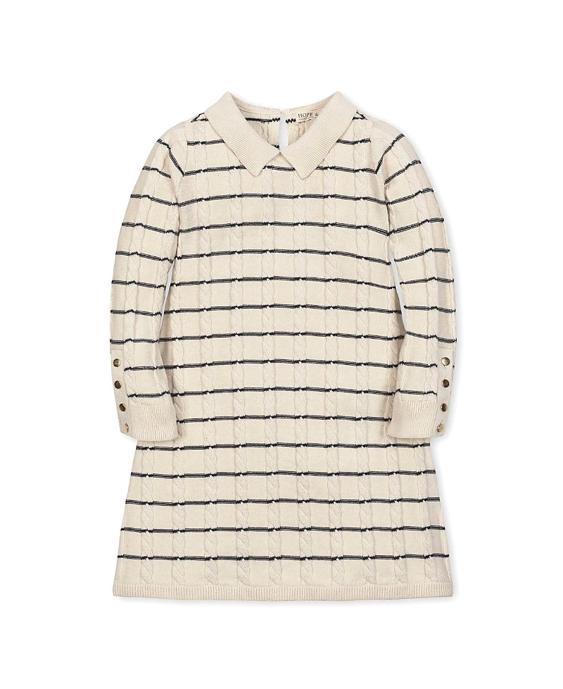 Hope & Henry Girls' Organic Long Sleeve Peter Pan Collar Sweater Dress - Little Kid, Big Kid