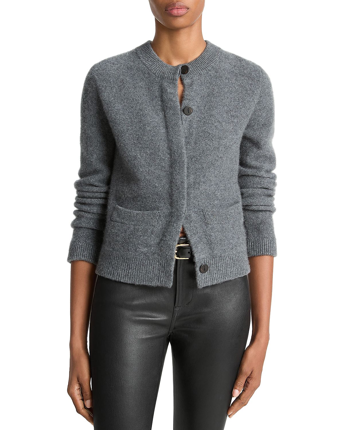 Vince Shrunken Boiled Cashmere Crewneck Cardigan