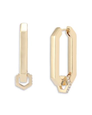 Pav&eacute; Link Hexagon Hoop Earrings 
