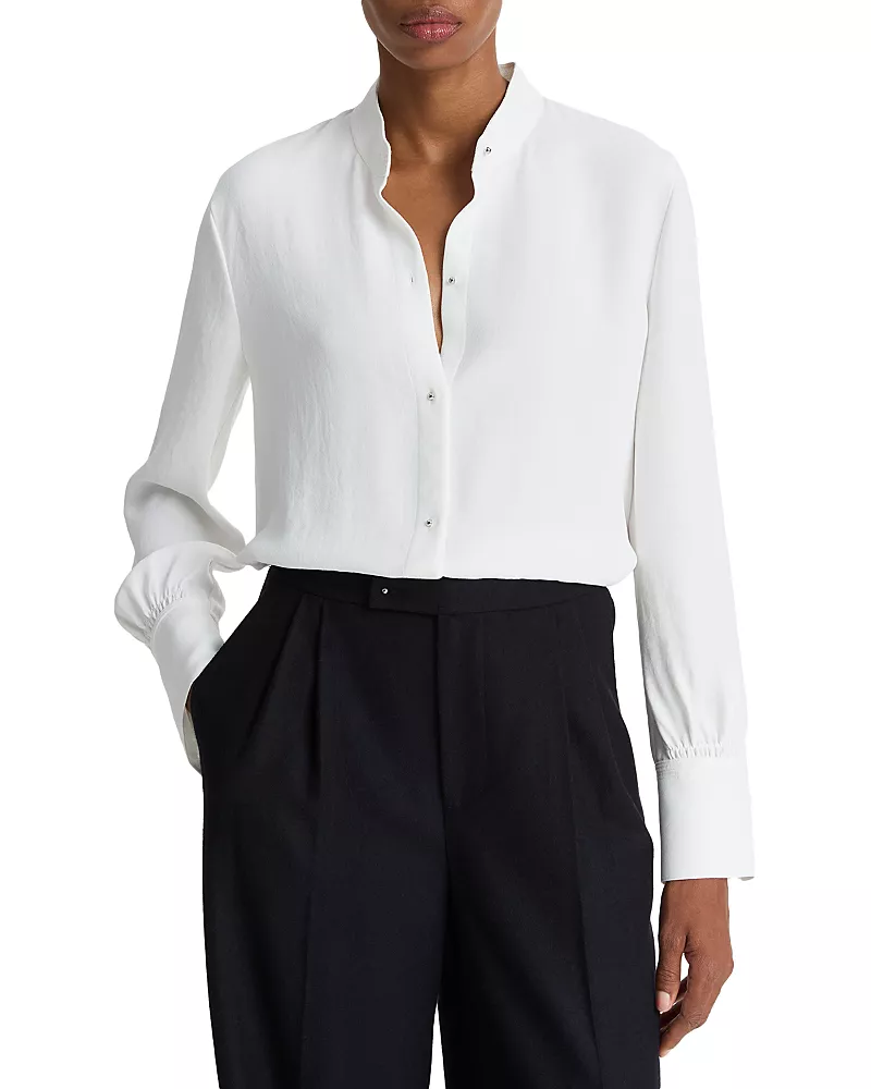 Vince Mandarin Collar Blouse